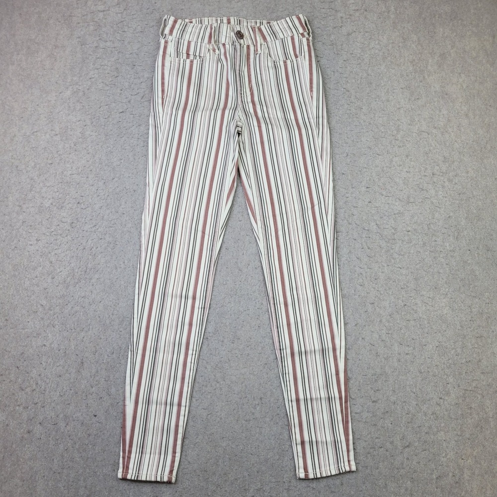 American Eagle Hi Rise Jegging Tan Striped Jeans Womens 0 Reg Striped